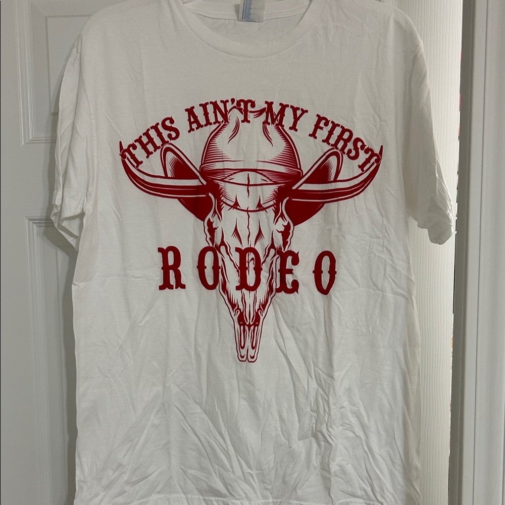 White Graphic T-Shirt with Red Print